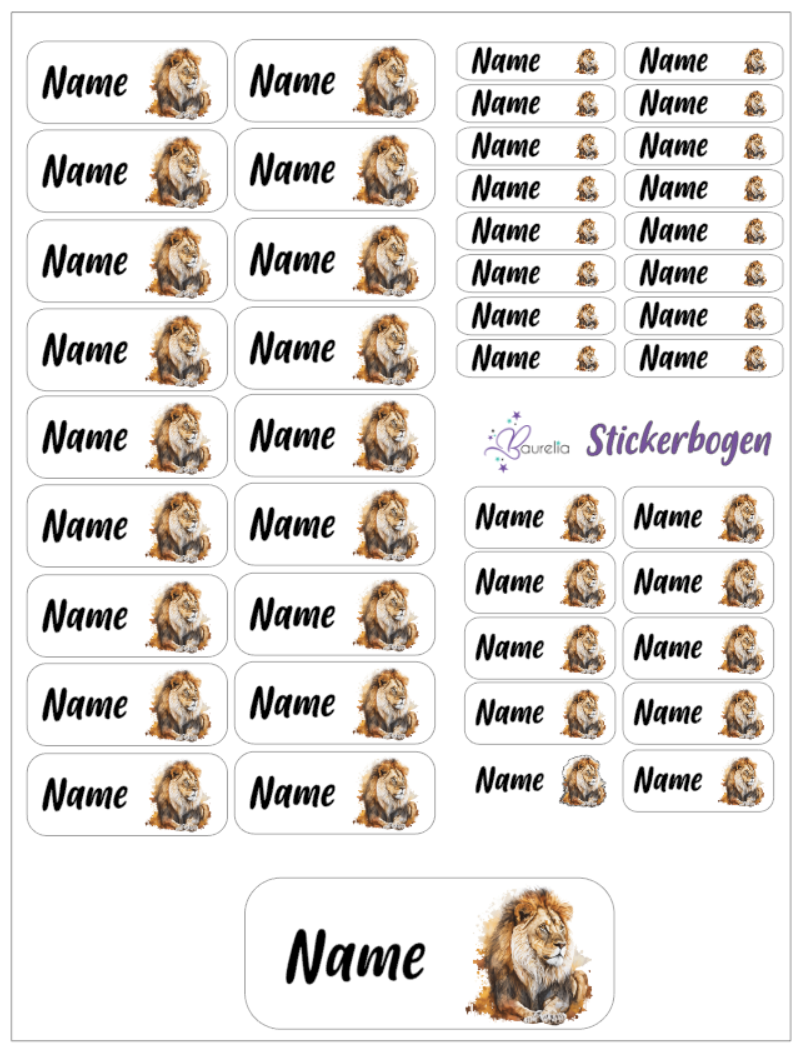 Baurelia Stickerset mit Name Löwe 9
