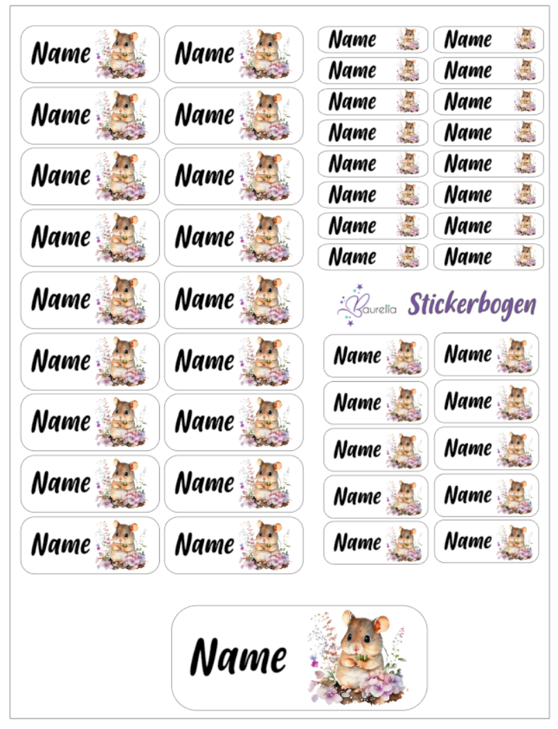 Baurelia Stickerset mit Name Maus 3
