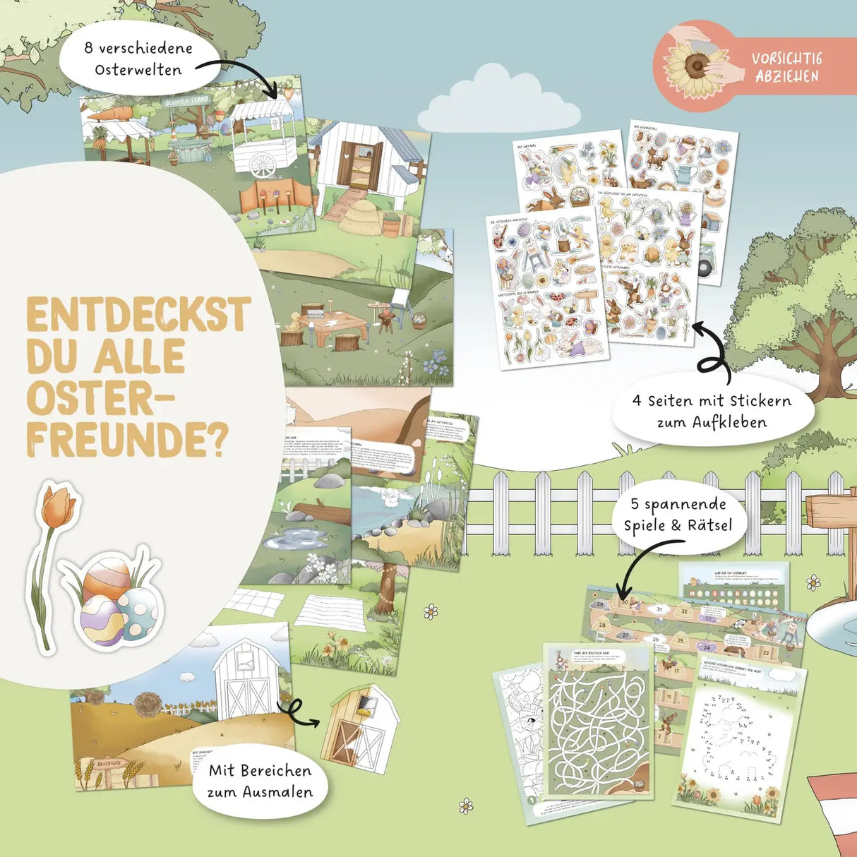 Kreatives Osterwelt Heft - Malen, Rätseln & Stickern