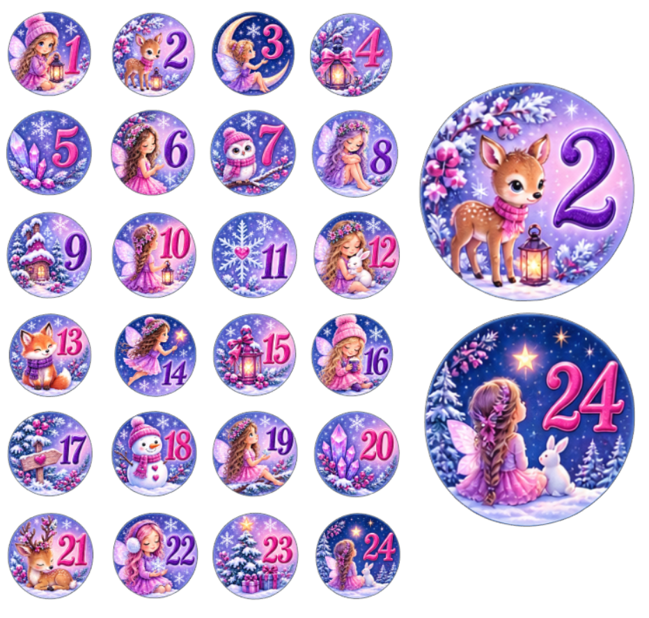 Adventskalender Zahlensticker Mix 1