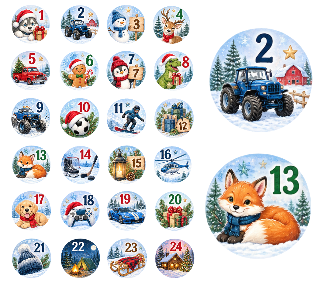 Adventskalender Zahlensticker Mix 10