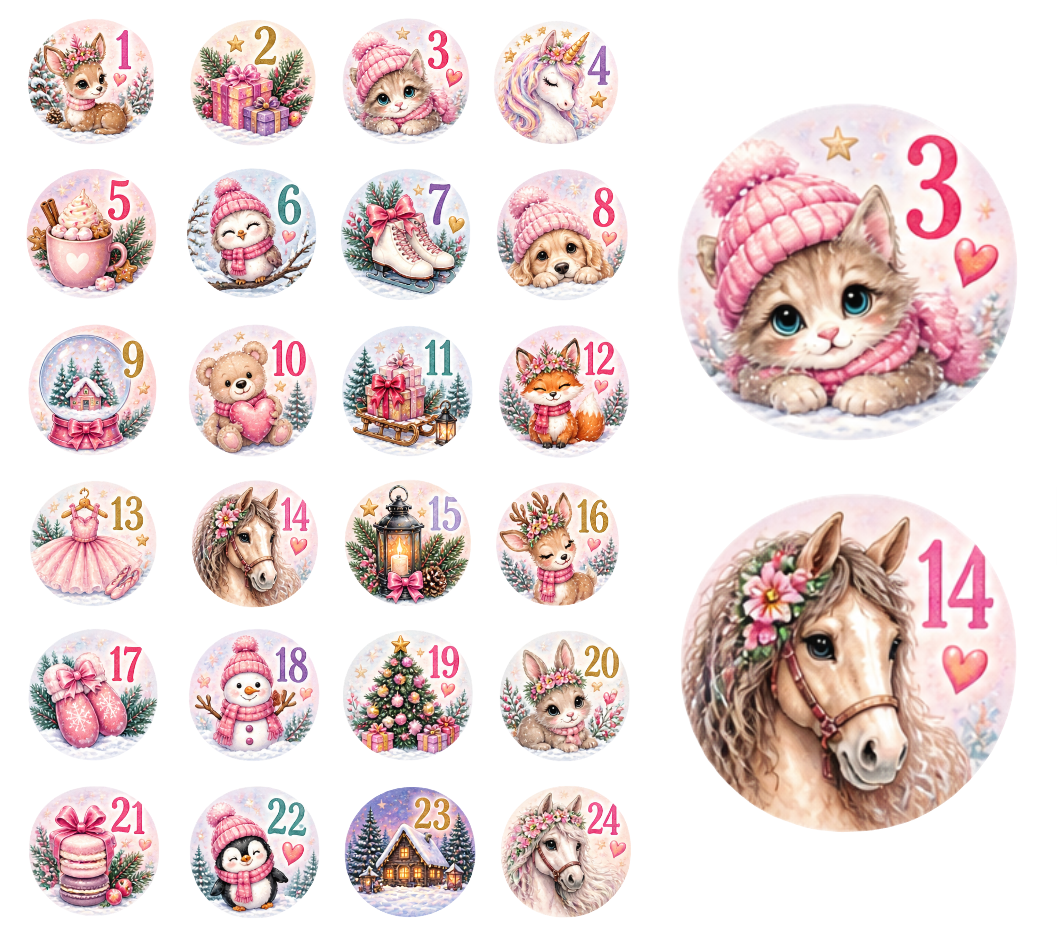 Adventskalender Zahlensticker Mix 12