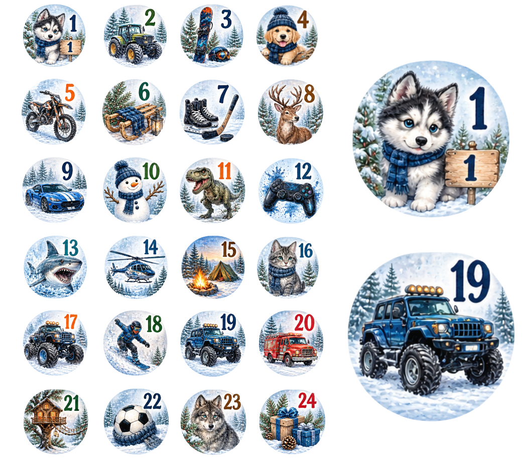 Adventskalender Zahlensticker Mix 14
