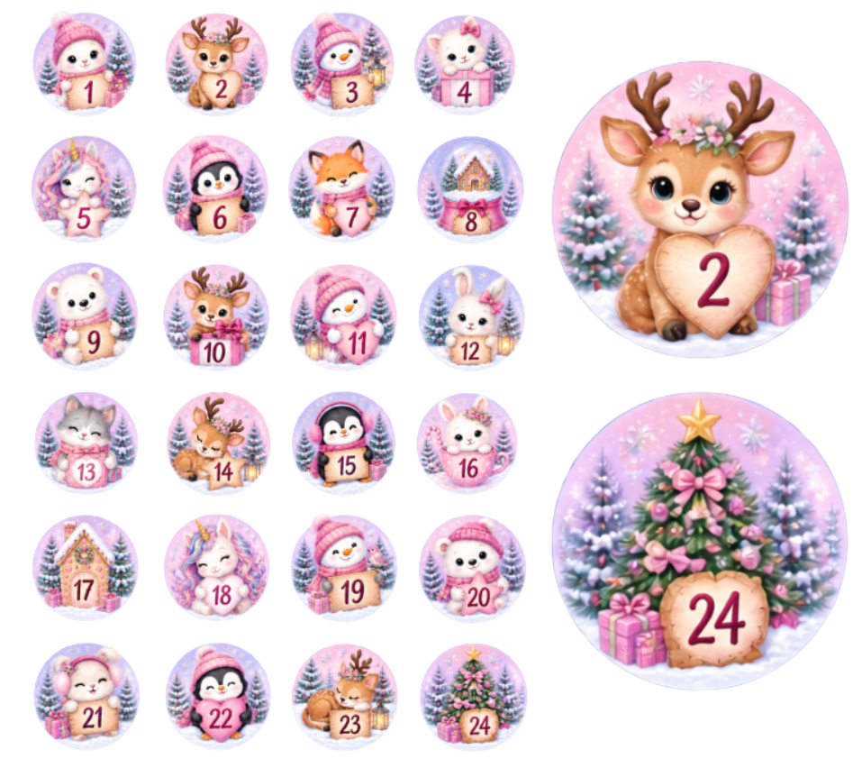 Adventskalender Zahlensticker Mix 3