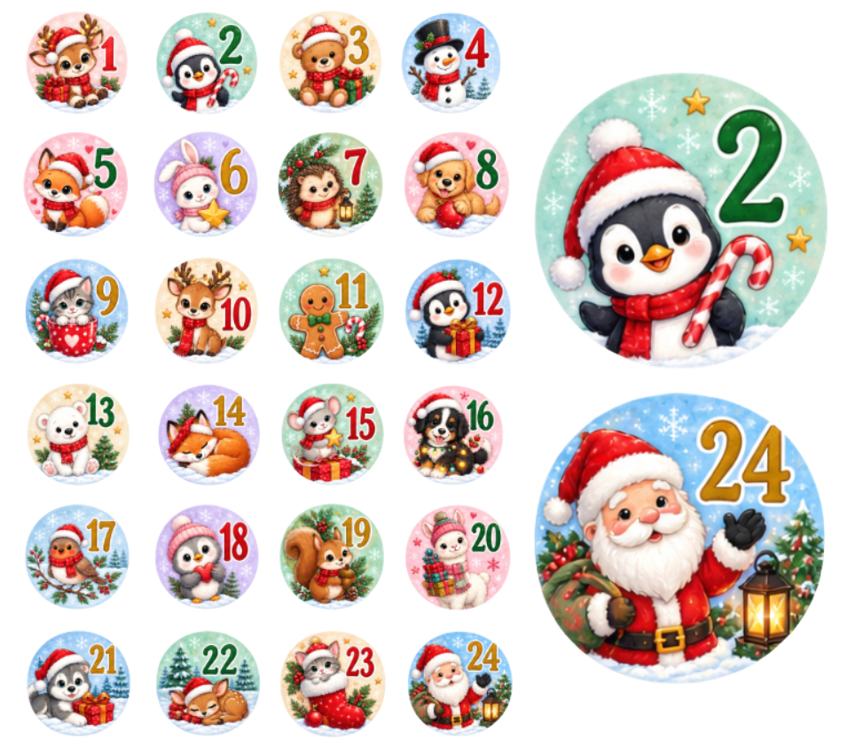 Adventskalender Zahlensticker Mix 6