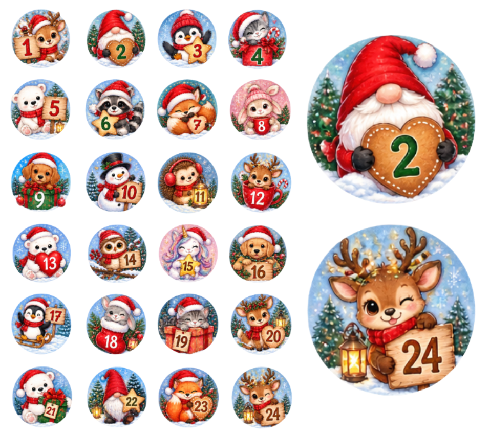 Adventskalender Zahlensticker Mix 7