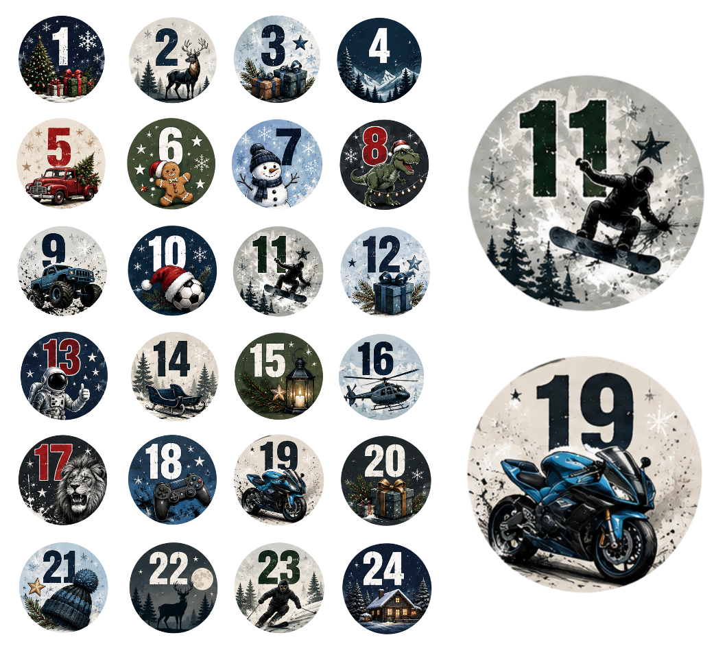 Adventskalender Zahlensticker Mix 8