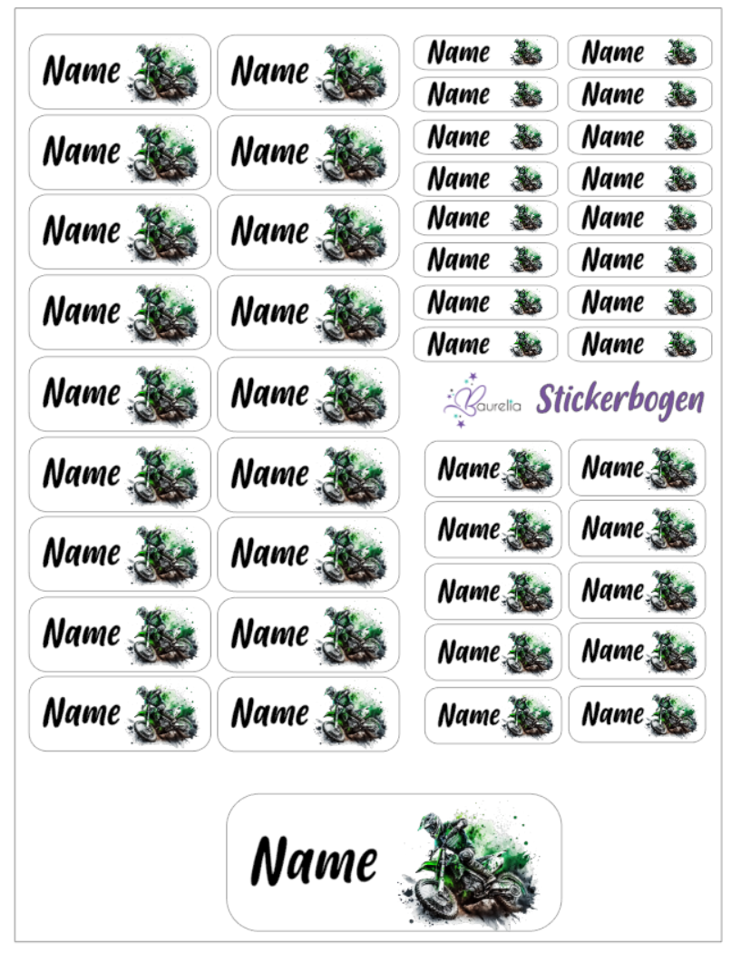 Baurelia Stickerset mit Name Motocross 5