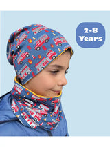Kinder Beanie Mütze & Loop Schal Reflektierend Feuerwehr
