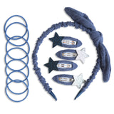 Musselin Haar-Accessoires Set Blau