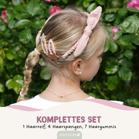 Musselin Haar-Accessoires Set Hellrosa