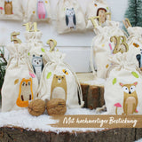 Adventskalender Stoffsäckchen Waldtiere bestickt