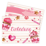 12 Einladungskarten Kindergeburtstag Muffin Rosa