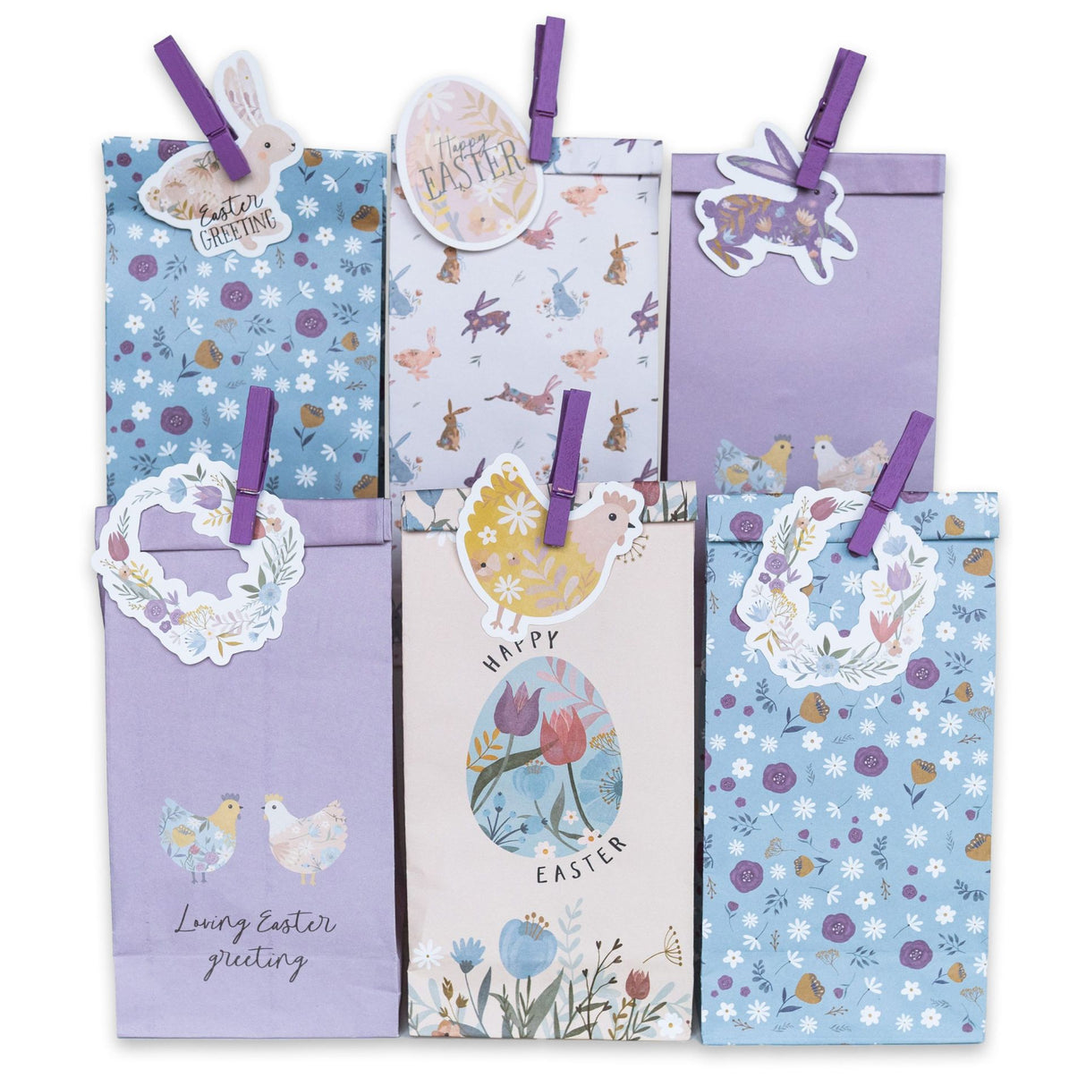 Osternest Papiertüten mit Anhänger Pastell
