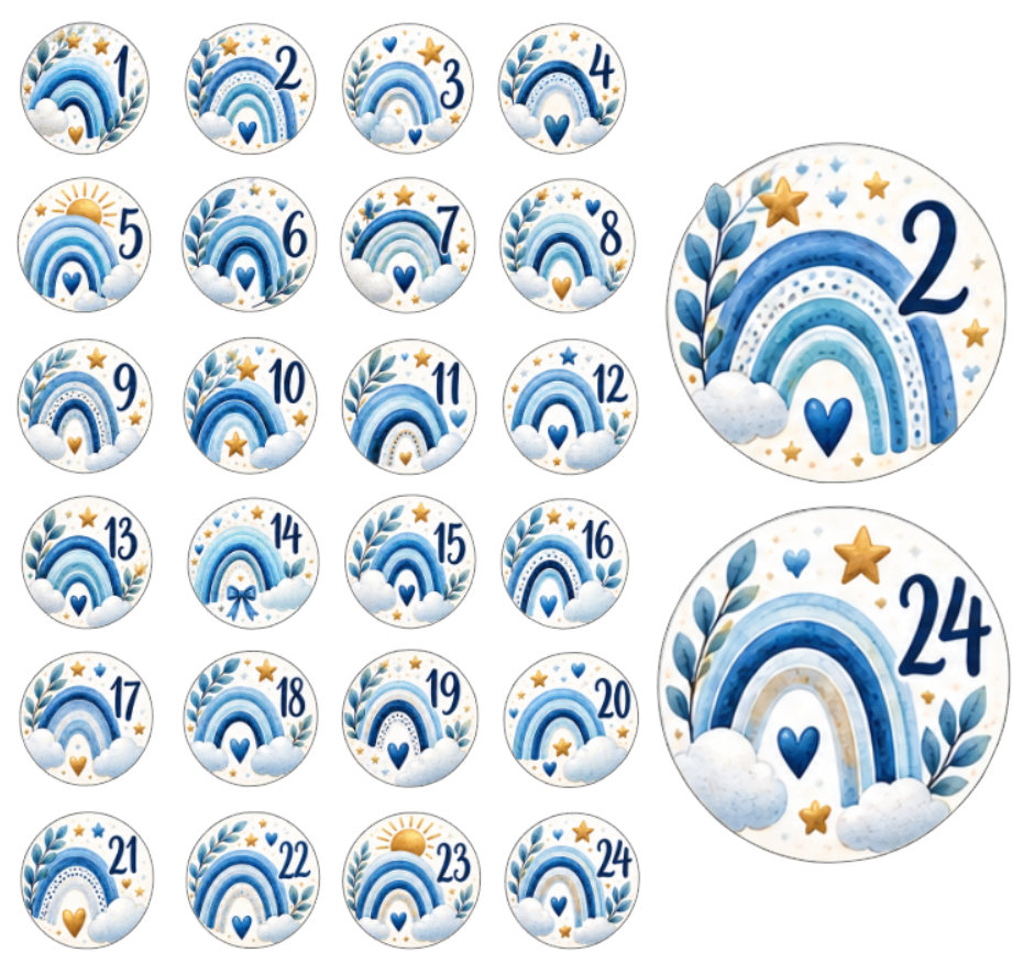 Adventskalender Zahlensticker Regenbogen 1