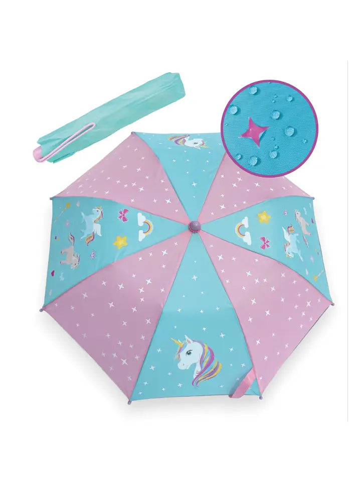 Kinder Regenschirm mit Farbwechsel Einhorn