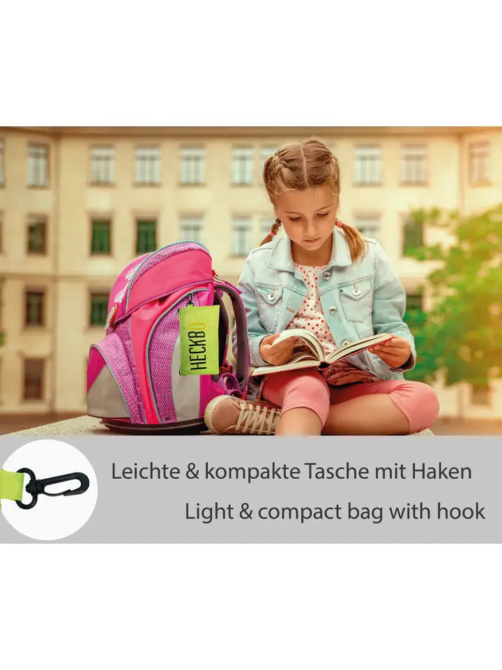 Regenschutzhülle mit Reflektoren für Schulrucksack Dino
