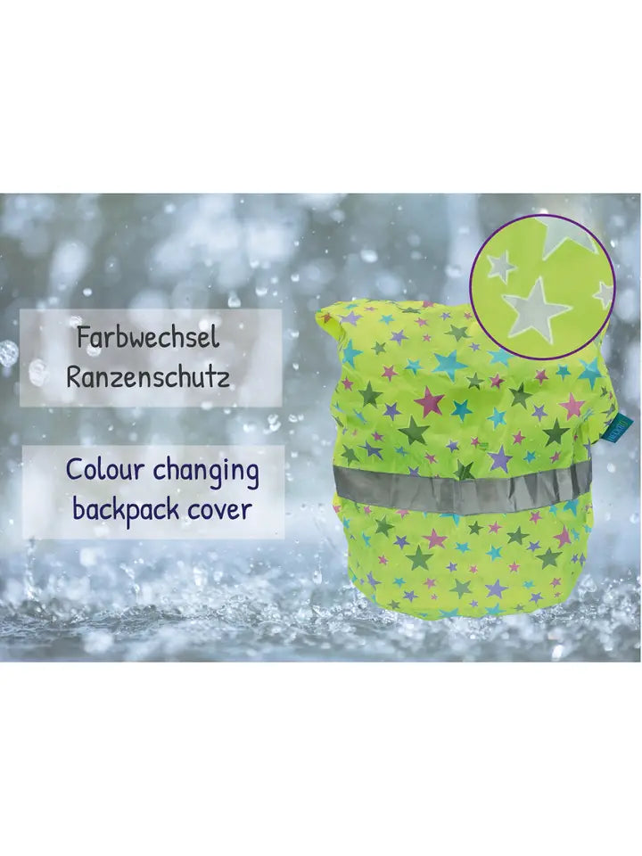 Regenschutzhülle mit Reflektoren für Schulrucksack Stern