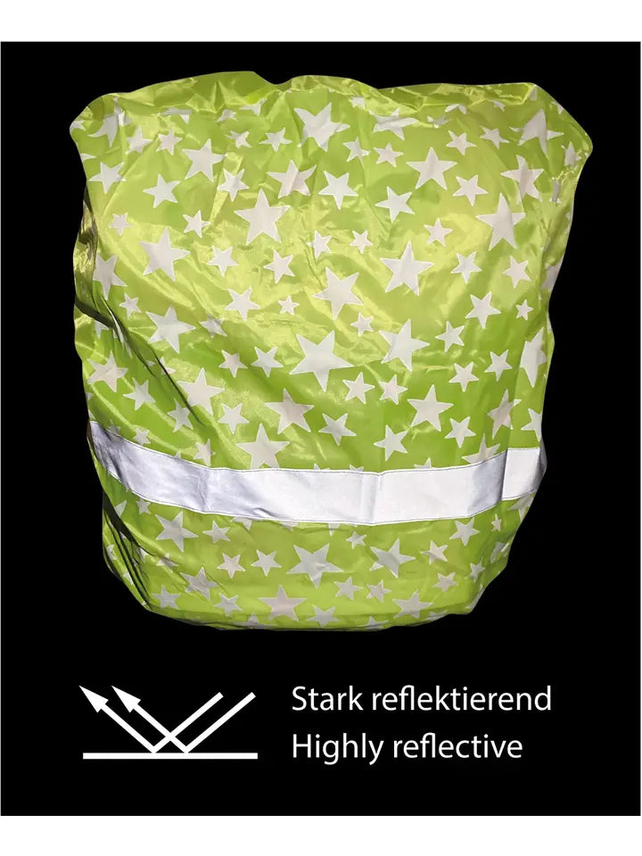 Regenschutzhülle mit Reflektoren für Schulrucksack Stern