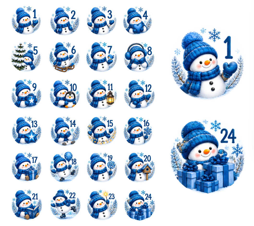 Adventskalender Zahlensticker Schneemann 3