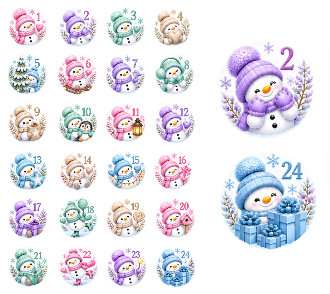 Adventskalender Zahlensticker Schneemann 6