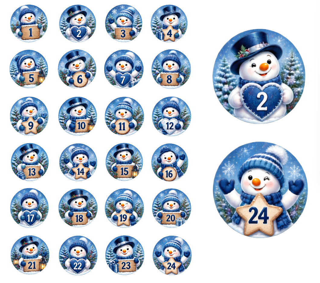Adventskalender Zahlensticker Schneemann 7