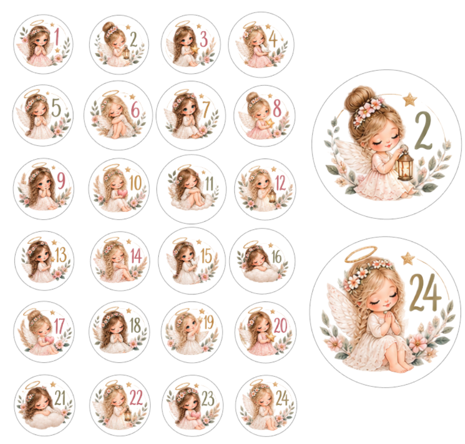 Adventskalender Zahlensticker Schutzengel 1