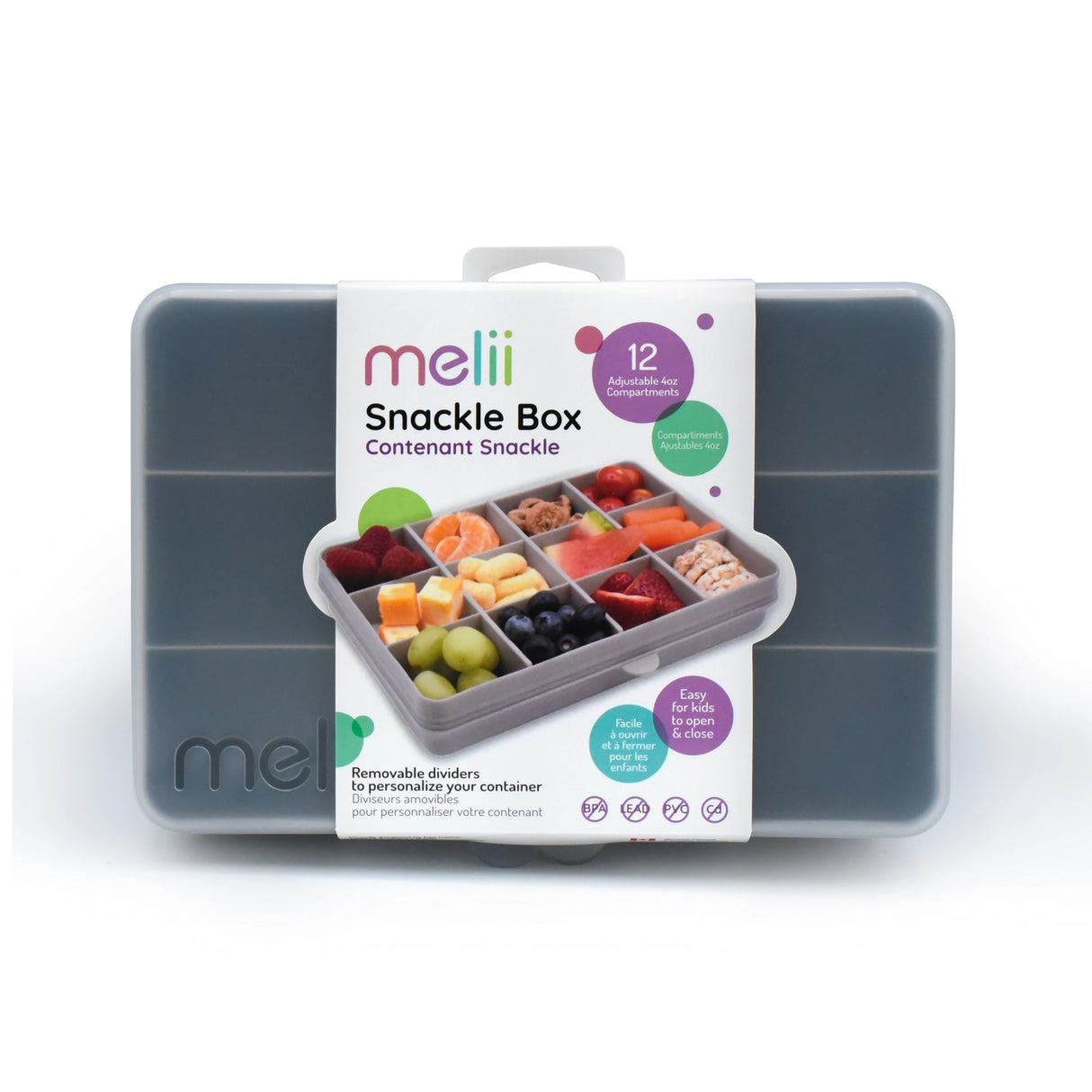 Znünibox Snackbox Melii mit 12 Unterteilungen Grau