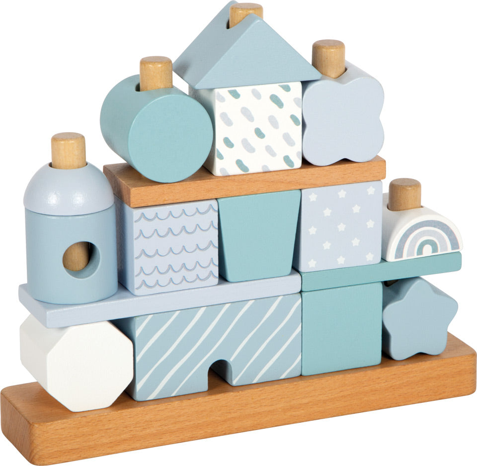 Holz Stapelhaus Blau