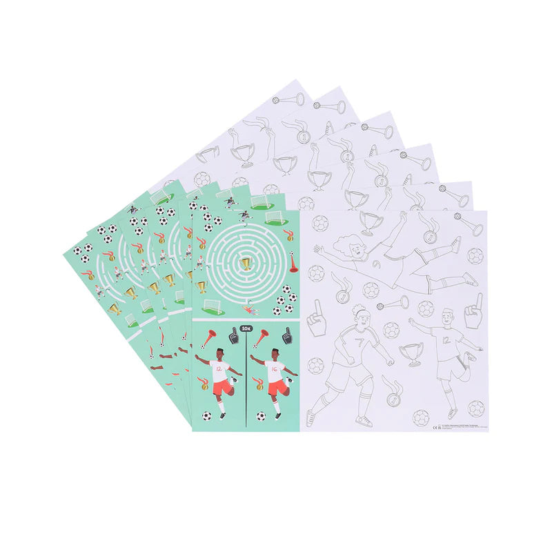 6 Tischsets zum ausmalen mit Rätsel Fussball