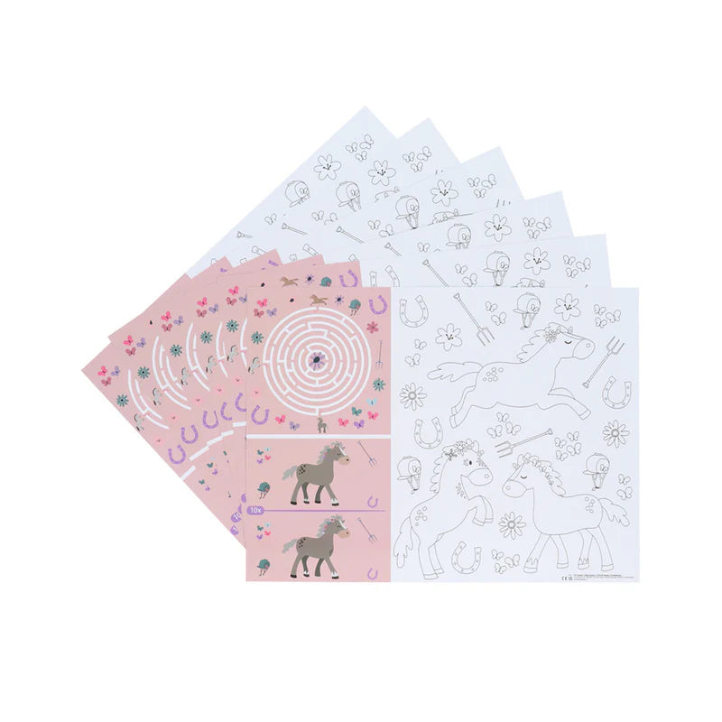 6 Tischsets zum ausmalen mit Rätsel Pferd