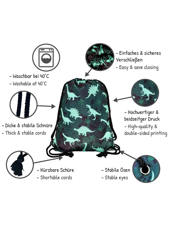 Turnbeutel Kinder Polyester Dinos