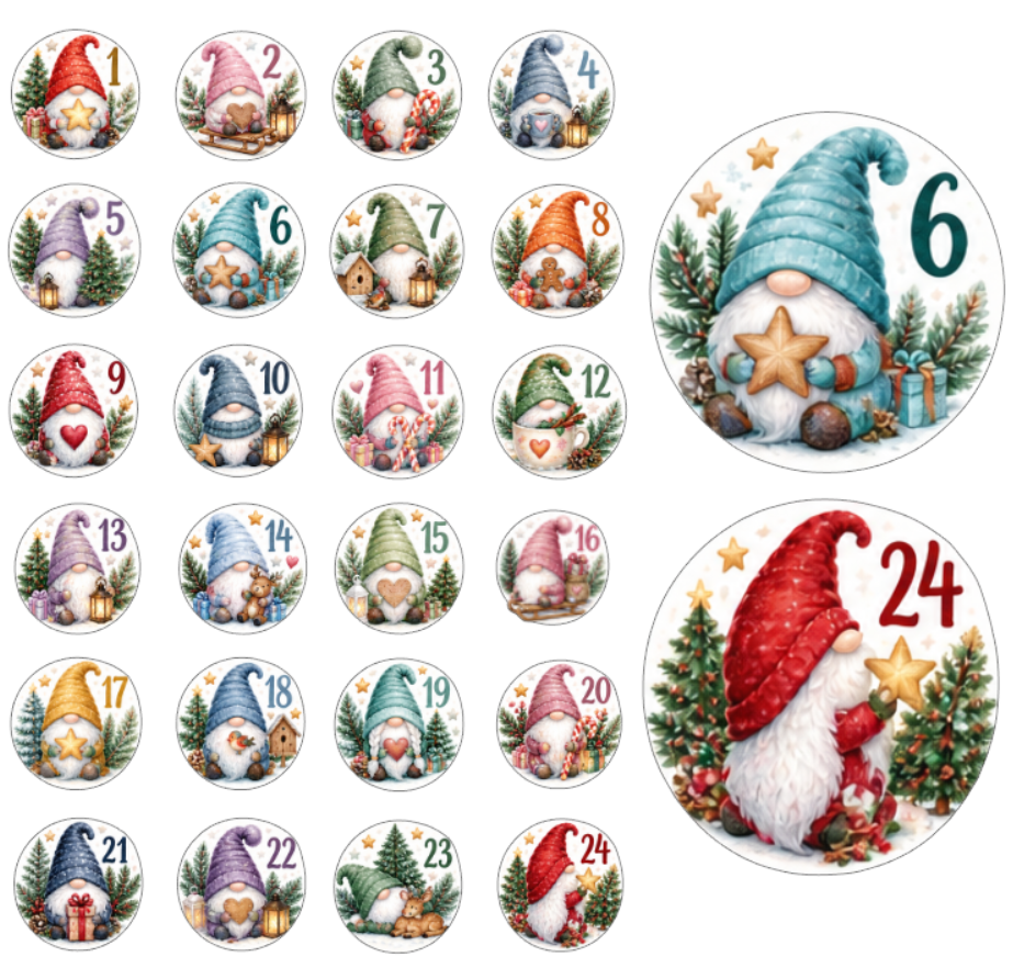 Adventskalender Zahlensticker Wichtel 2