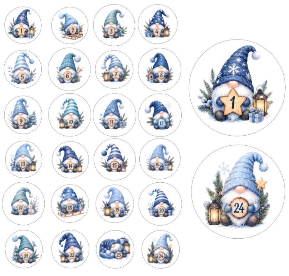Adventskalender Zahlensticker Wichtel 3