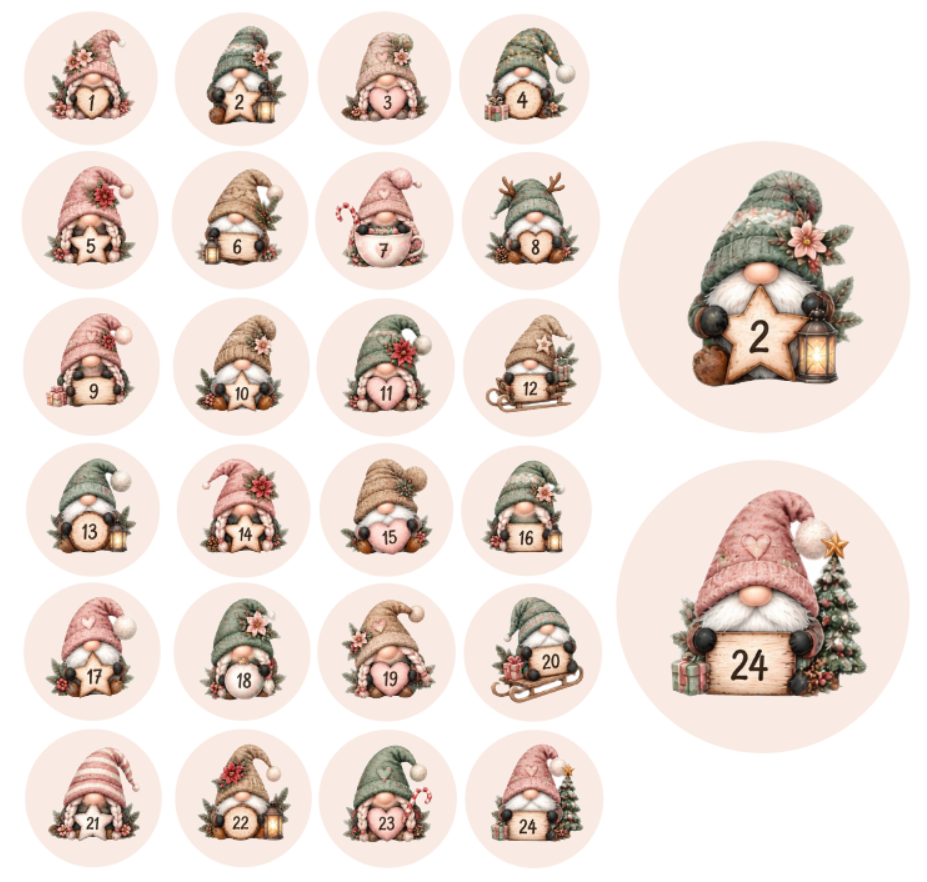 Adventskalender Zahlensticker Wichtel 8