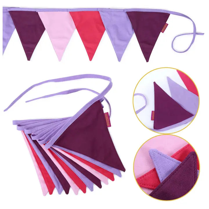 Stoff Wimpelkette Lila Pink
