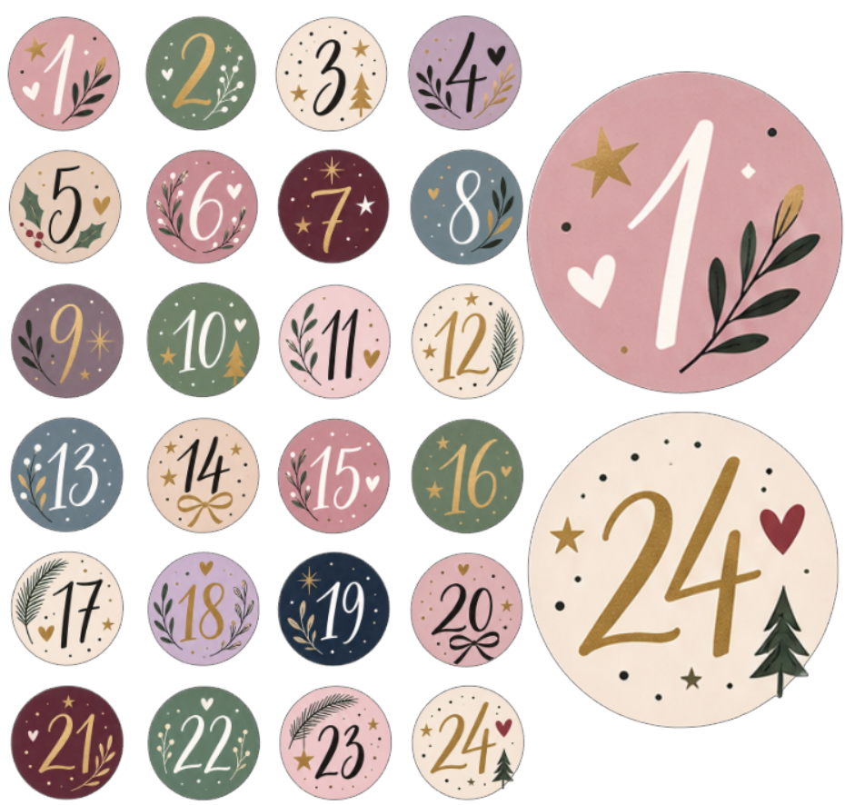 Adventskalender Zahlensticker 5