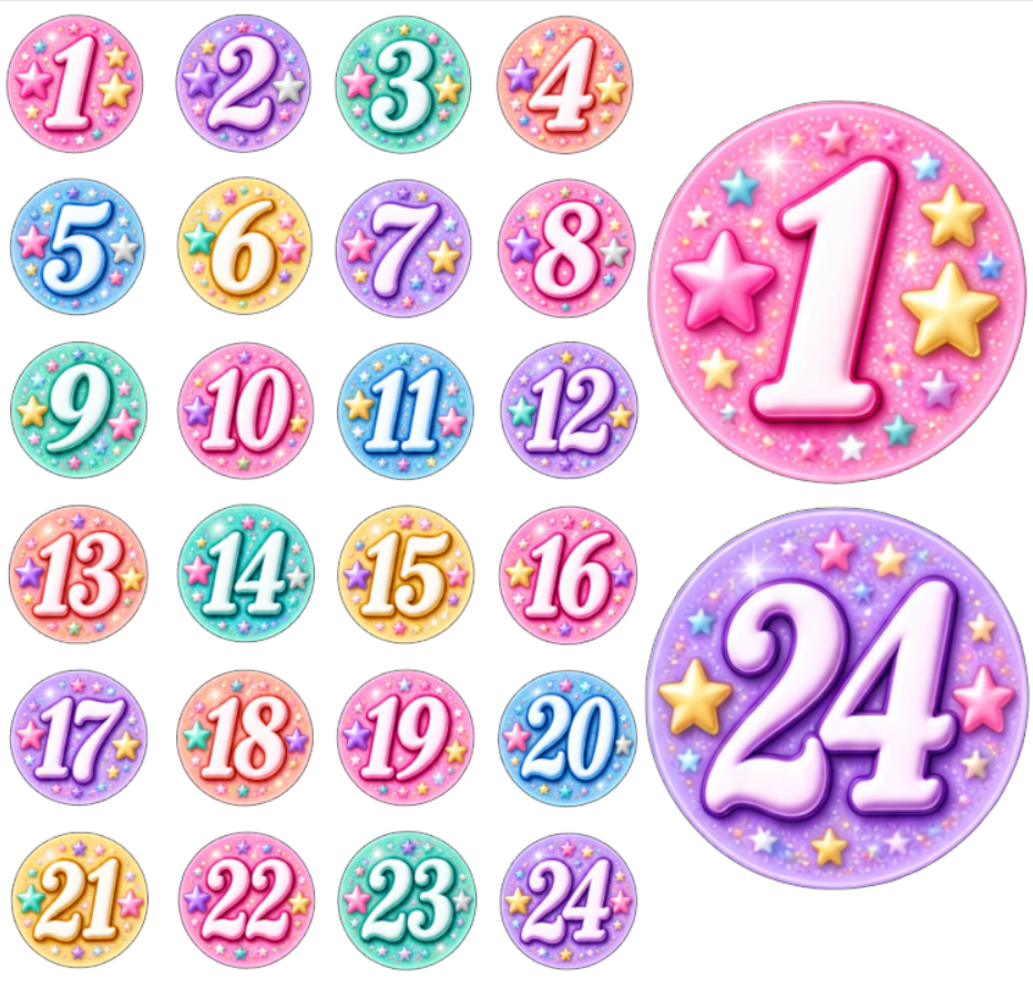 Adventskalender Zahlensticker 58