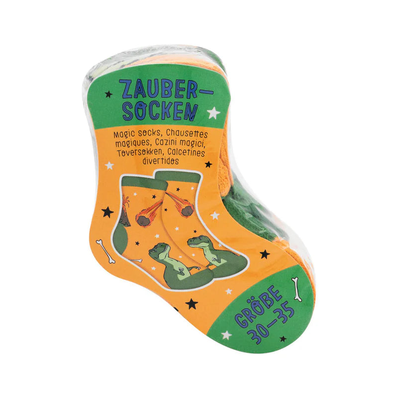 Zaubersocken Gross Dino Orange Grün