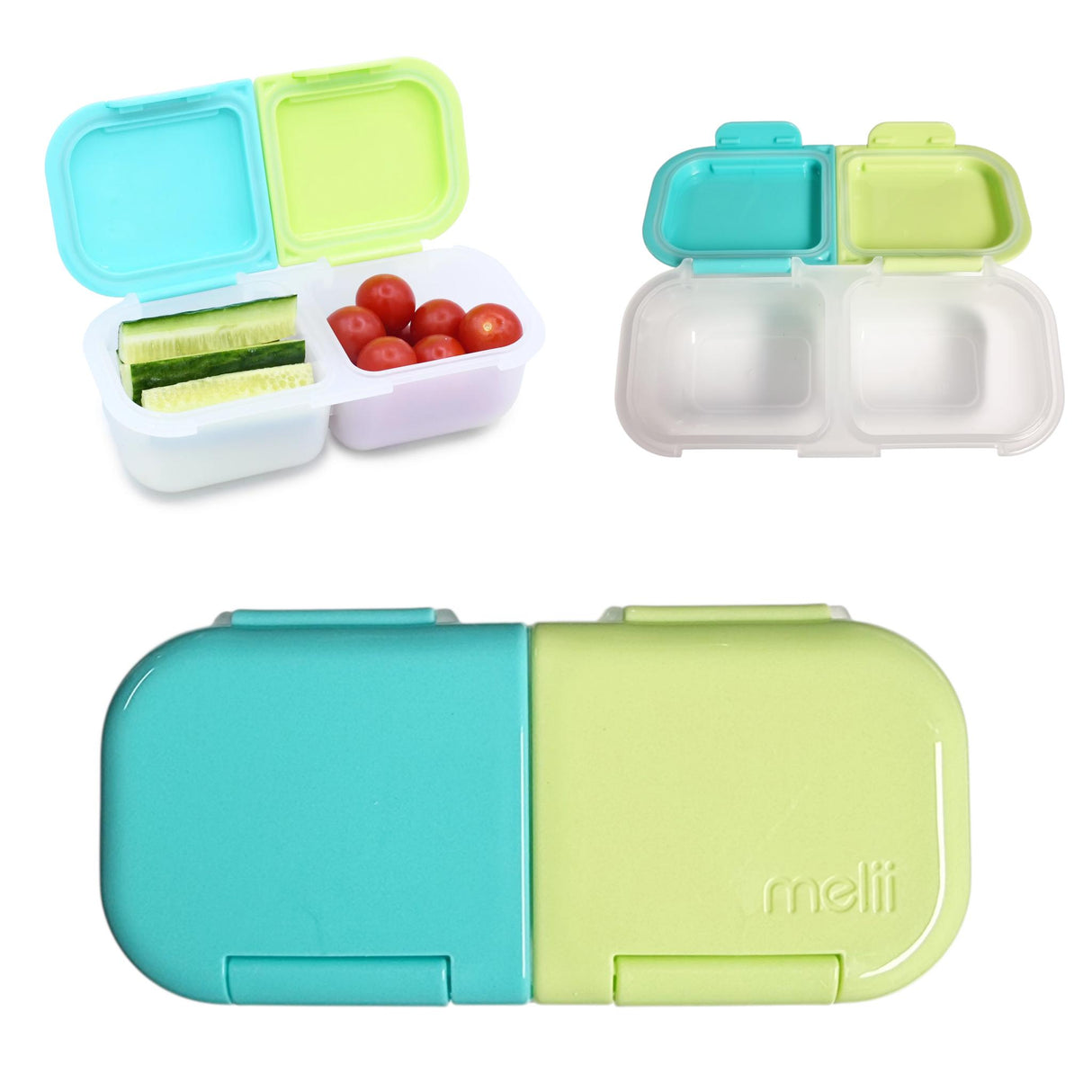 Znünibox Snackbehälter mit 2 Unterteilungen Blau / Türkis