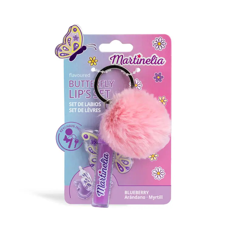Lip Gloss Martinelia mit Pompon Schlüsselanhänger Rosa