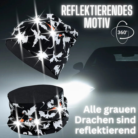 Kinder Beanie Mütze & Loop Schal Reflektierend Drache