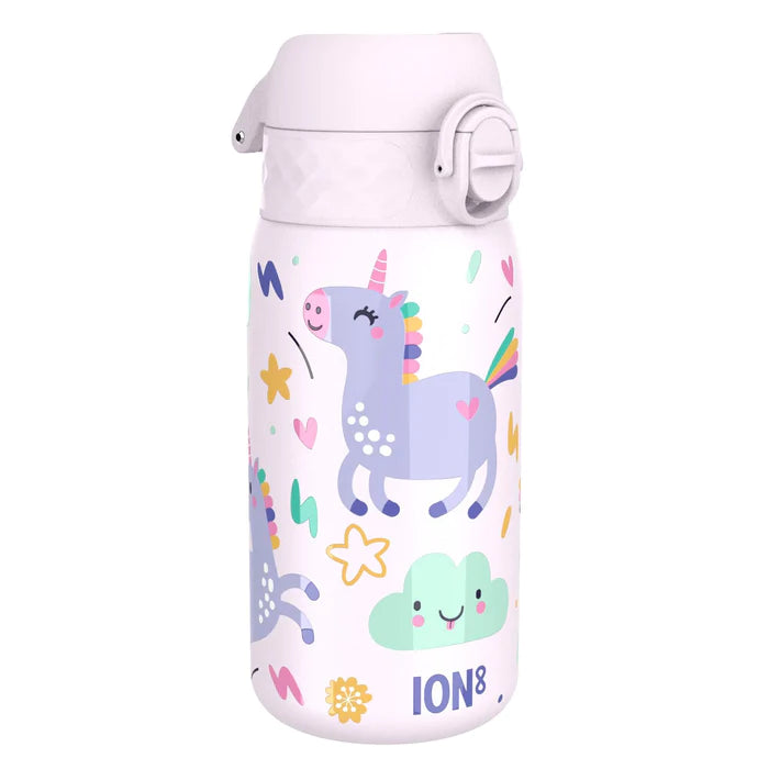 Kinder Edelstahl Trinkflasche Ion8 400ml Einhorn