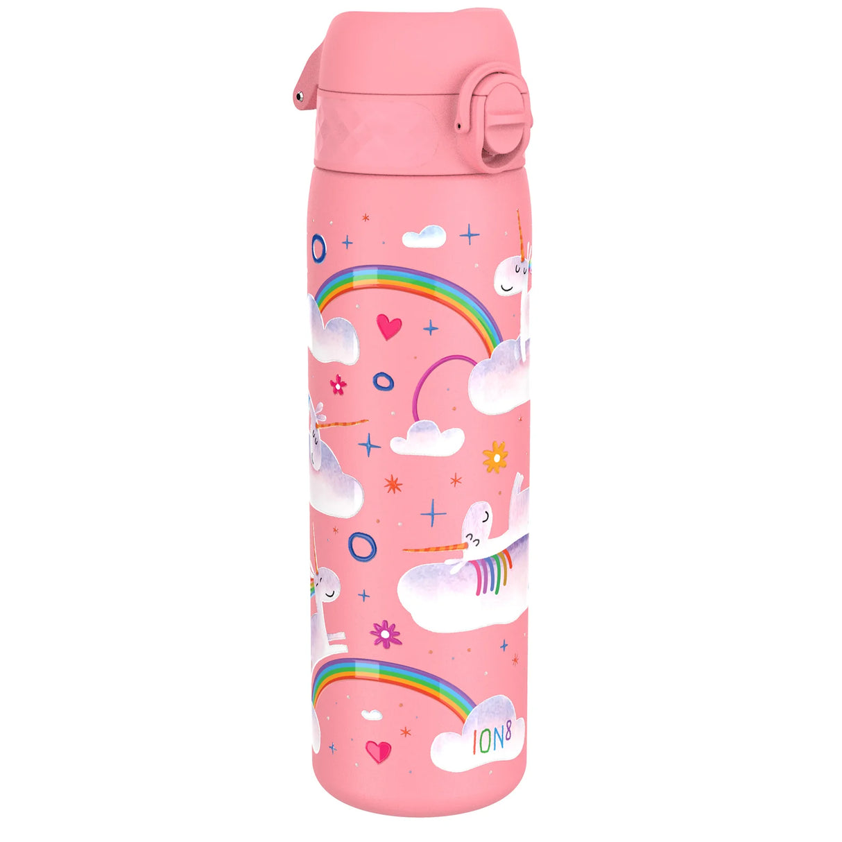 Edelstahl Trinkflasche Ion8 500ml Einhorn Regenbogen
