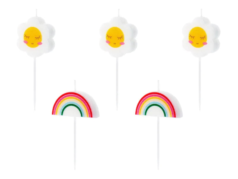 Geburtstagskerzen Regenbogen und Gänseblümchen