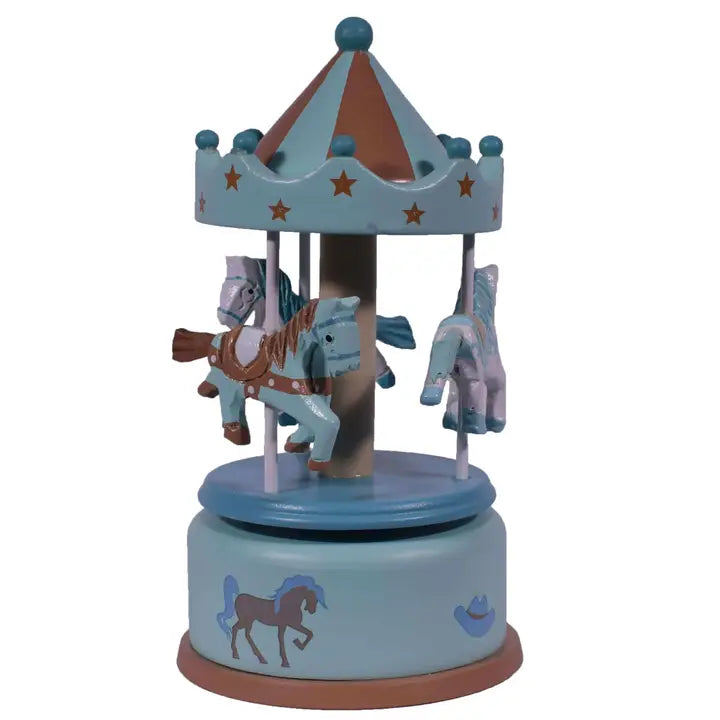 Musikdose Spielkarussell Pferd Blau