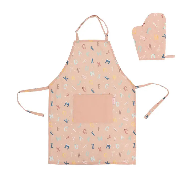 Kinder Kochschürze mit Handschuh Alphabet
