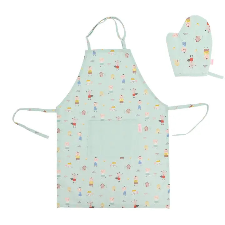 Kinder Kochschürze mit Handschuh Bauernhof