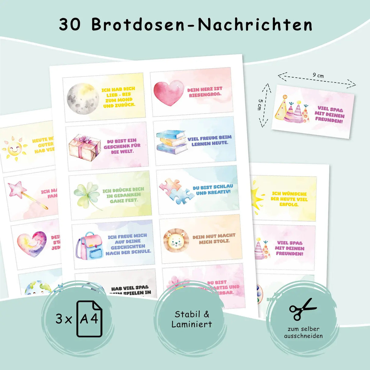 Lunchbox & Znünibox Nachrichtenkarten Aquarell