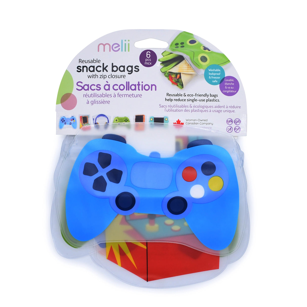 Lunchbag & Snackbeutel wiederverwendbar 6er Set Gamer